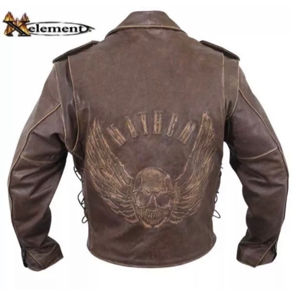 Brown Flying Skull Premium Leather Racing Jacket